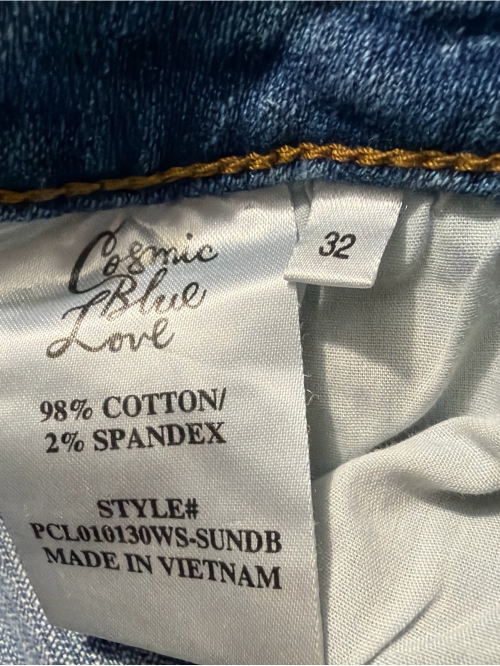 Cosmic Blue Love- High-rise Slim Stretch Jeans, Size 32 - Picture 5 of 13
